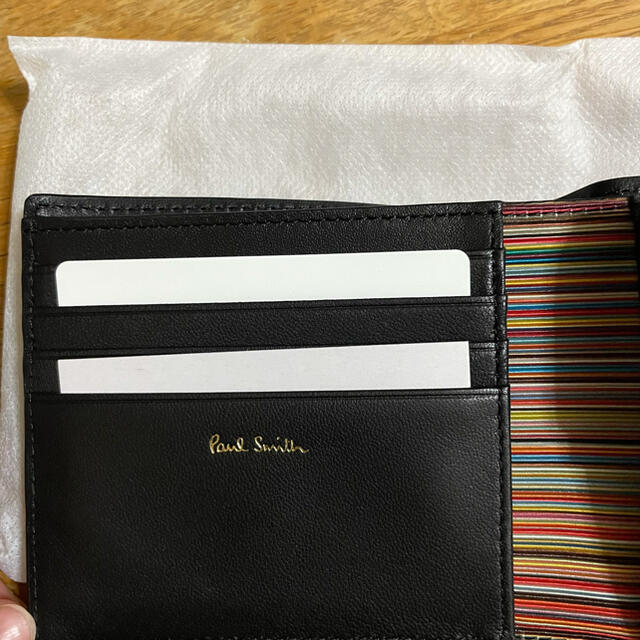 Paul Smith(ポールスミス)の新品未使用 Paul Smith ポールスミス 折り財布 ストライプ 黒 メンズのファッション小物(折り財布)の商品写真