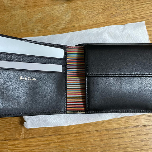 Paul Smith(ポールスミス)の新品未使用 Paul Smith ポールスミス 折り財布 ストライプ 黒 メンズのファッション小物(折り財布)の商品写真