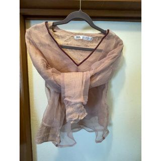 ザラ(ZARA)のzara トップス　レース　ピンク(シャツ/ブラウス(長袖/七分))