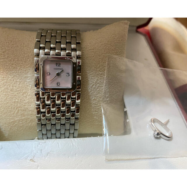 雑誌で紹介された Cartier - リュバンピンクシェルムーブメント交換済 moriさま専用カルティエCartier 腕時計