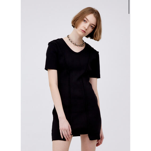 VIAVANDA 2WAY RIB KNIT DRESS/BLACKのサムネイル