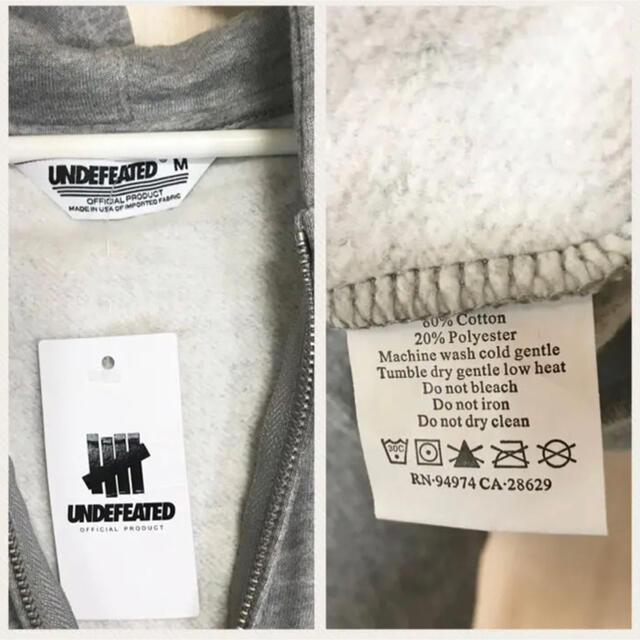 UNDEFEATED(アンディフィーテッド)の★新品★UNDEFEATED ジップアップパーカー グレー M〜Lサイズ メンズ メンズのトップス(パーカー)の商品写真