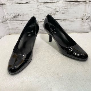 ワコール(Wacoal)の【Wacoal】サクセスウォーク エナメルパンプス 黒　中古美品 23 E(ハイヒール/パンプス)