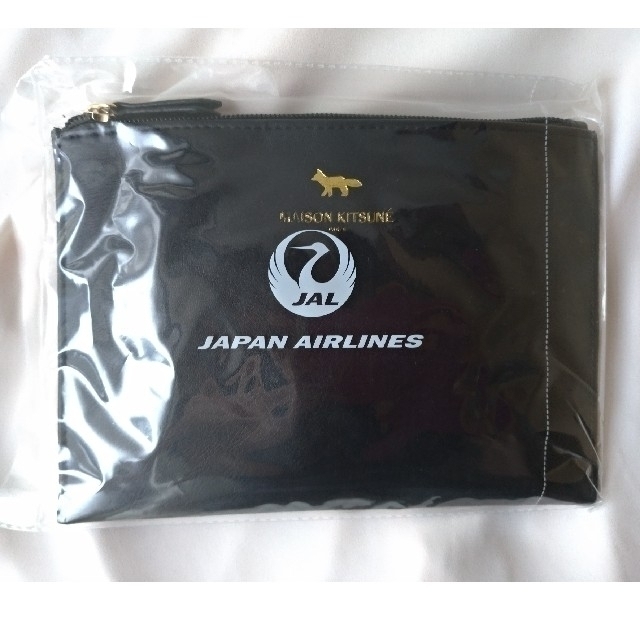 JAL(日本航空)(ジャル(ニホンコウクウ))のメゾンキツネ JAL ビジネスクラスアメニティ ポーチ 黒 コスメ/美容のキット/セット(その他)の商品写真