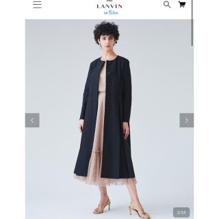 ランバンオンブルー(LANVIN en Bleu)の【☆新品☆ランバン オンブルー ノーカラーボックスタックコート】ブラック(ロングコート)