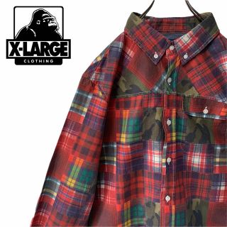 エクストララージ(XLARGE)の【XLARGE】エクストララージ ボタンダウン パッチワーク チェックシャツ (シャツ)