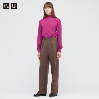 ユニクロ(UNIQLO)のUniqloU ウールブレンドタックパンツ　ダークブラウン　サイズ76(カジュアルパンツ)