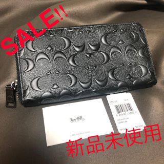 コーチ(COACH)の新品 未使用 コーチ メンズ 長財布 ブラック エンボスレザー(長財布)