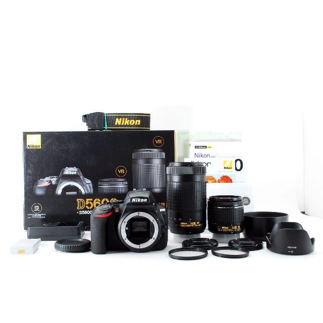 付属品【ほぼ新品】Nikon D5600 AF-P ダブルレンズ ショット数3985回