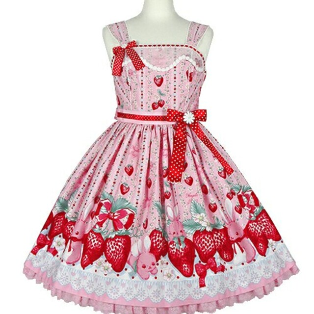 Angelic Pretty(アンジェリックプリティー)のアンジェリックプリティLittle bunny strawberryセット レディースのワンピース(ひざ丈ワンピース)の商品写真