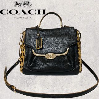 コーチ(COACH)の【まるこ様専用】COACH★レオパードレザーショルダー&ハンドバッグ★(ショルダーバッグ)