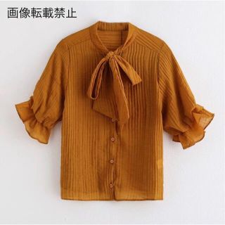 ザラ(ZARA)の🌰9月新作🌾5877◆プリーツ リボンタイ ブラウス(シャツ/ブラウス(半袖/袖なし))