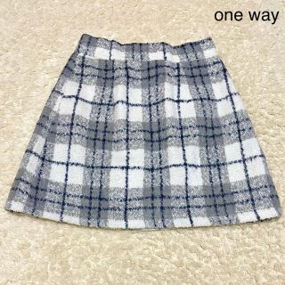 ワンウェイ(one*way)のone way チェック台形スカート ネイビー(ミニスカート)