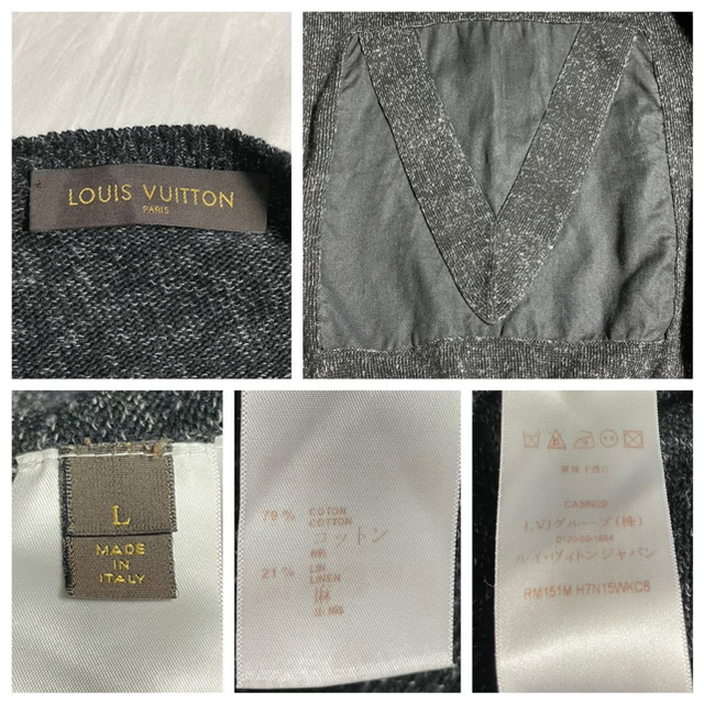 本物 美品 ルイヴィトン グラデーションチェック Vレザー ニット