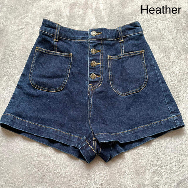 heather(ヘザー)のHeather ハイウエストデニムショートパンツ レディースのパンツ(ショートパンツ)の商品写真