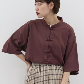 kutir 半袖チャイナシャツ ボルドー / FREE ¥元値2,995(シャツ/ブラウス(半袖/袖なし))