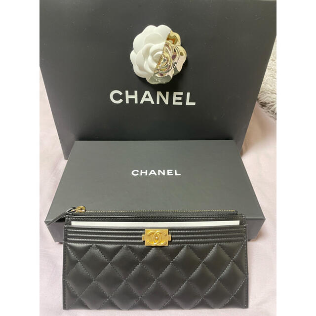 新品 本物 CHANEL ボーイシャネル 長財布 ラムスキン 黒