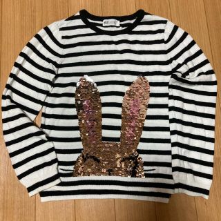 エイチアンドエム(H&M)のH&M スパンコール　ボーダーカットソー　(ニット)