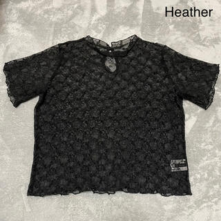 ヘザー(heather)のHeather レースブラウス ブラック(シャツ/ブラウス(半袖/袖なし))