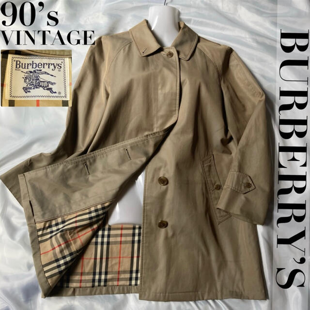 BURBERRY(バーバリー)の【定番】希少 90s バーバリーズ プローサム ステンカラー 玉虫 ノバチェック レディースのジャケット/アウター(トレンチコート)の商品写真