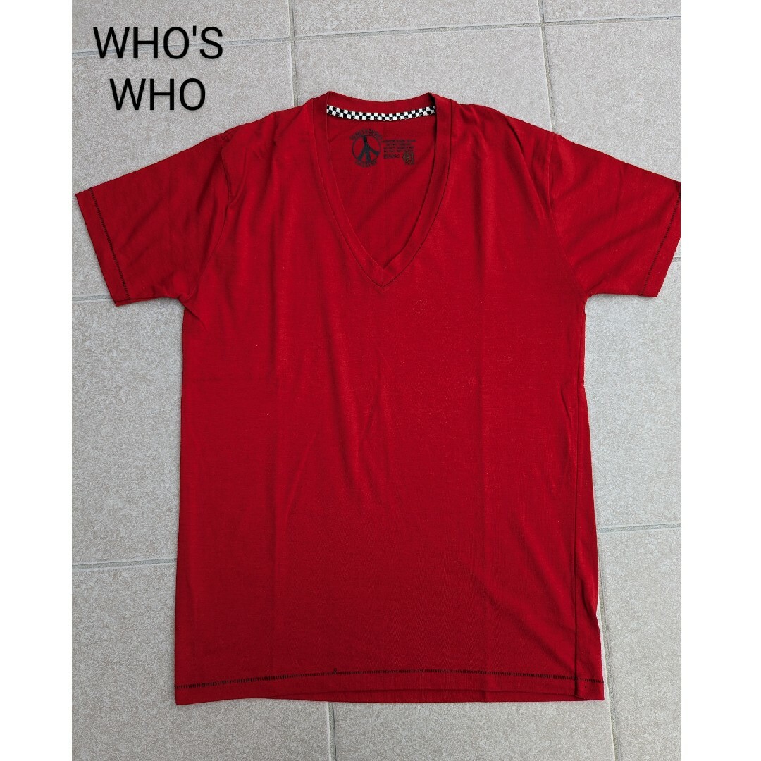 WHO'S WHO(フーズフー)のWHO'S WHO gallery Vネック赤Tシャツ/フーズフーカットソー メンズのトップス(Tシャツ/カットソー(半袖/袖なし))の商品写真