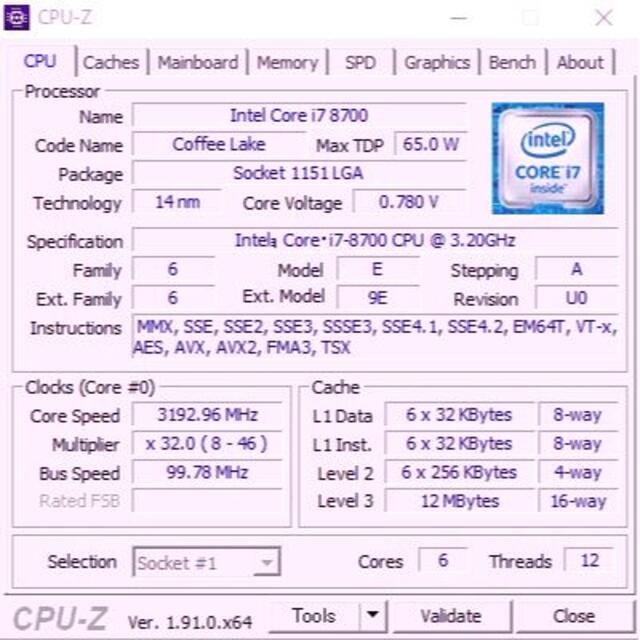 Intel Core i7-8700+マザーボードH370M D3H