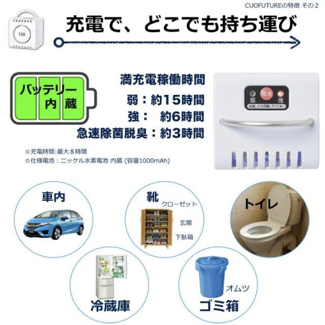 充電式オゾン除菌脱臭機 クオフューチャー CUOFUTURE スマホ/家電/カメラの生活家電(空気清浄器)の商品写真