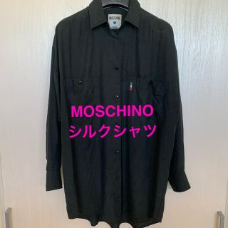 モスキーノ(MOSCHINO)のMOSCHINOモスキーノシルク長袖シャツブラックカラー(シャツ/ブラウス(長袖/七分))