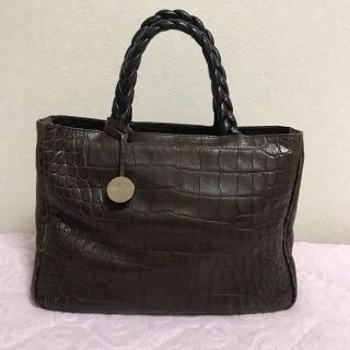 フルラ(Furla)の激レア　FURLA   クロコ型押し　ブラウン　ハンドバッグ(ハンドバッグ)