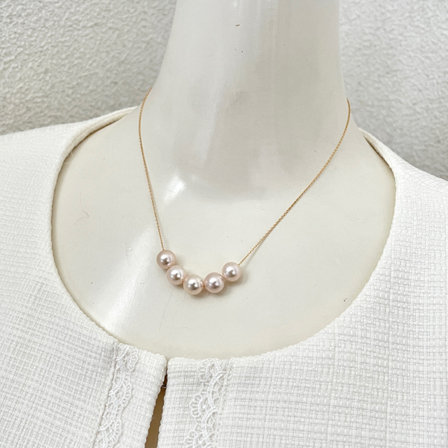 あこや真珠ネックレス5珠スルーネックレス レディースのアクセサリー(ネックレス)の商品写真