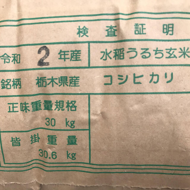 【R2年度古米・玄米】指定有料農地で採れた栃木県産ブランド米コシヒカリ 25kg 食品/飲料/酒の食品(米/穀物)の商品写真