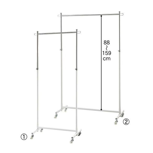 新品■丈夫な業務用ハンガーラック白90cmキャスター付耐荷重40kg高さ調節可