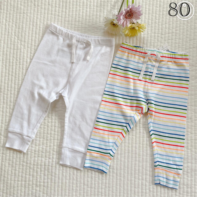 babyGAP(ベビーギャップ)の新品♡baby gap レギンス 2set マルチボーダー  キッズ/ベビー/マタニティのベビー服(~85cm)(パンツ)の商品写真