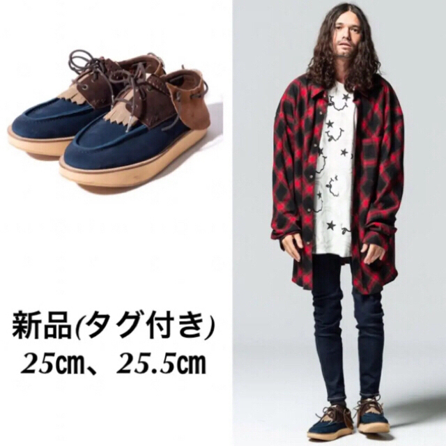 glamb(グラム)の新品／グラム glamb／グランジ系 レザーモカシン／①／25㎝、25.5㎝ メンズの靴/シューズ(スリッポン/モカシン)の商品写真