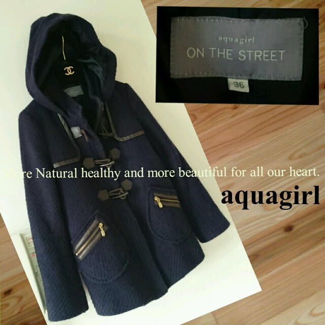 aquagirl(アクアガール)の◆aquagirl◆アクアガール フード付ダッフルコート ネイビー36(S) レディースのジャケット/アウター(ダッフルコート)の商品写真