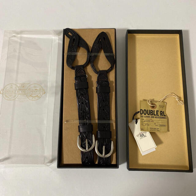 RRL - 美品 RRL カービング レザー サスペンダー ベルトの通販 by