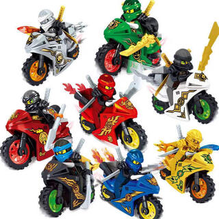 【新品】LEGO互換　忍者　バイク　ミニフィグ　8体セット(知育玩具)