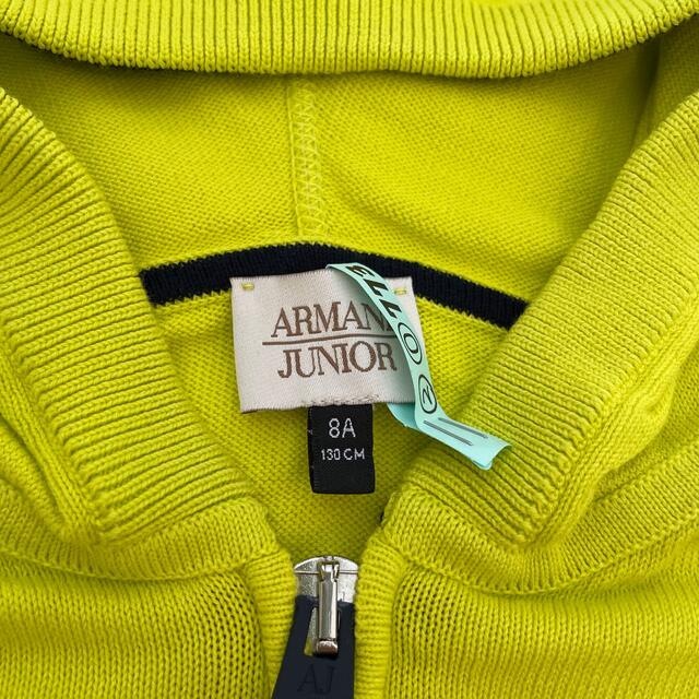 ARMANI JUNIOR(アルマーニ ジュニア)の値下げ！ARMMANI JUNIOR コットンパーカー　黄緑　8A 133cm キッズ/ベビー/マタニティのキッズ服男の子用(90cm~)(ジャケット/上着)の商品写真