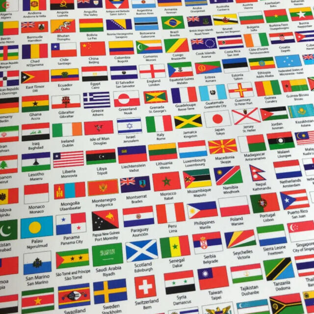 英語学習　世界地図パズル　世界国旗の下敷き エンタメ/ホビーの本(語学/参考書)の商品写真