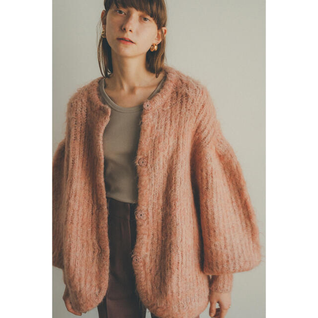 【美品】clane クラネ MOHAIR SHAGGY CARDIGANピンク