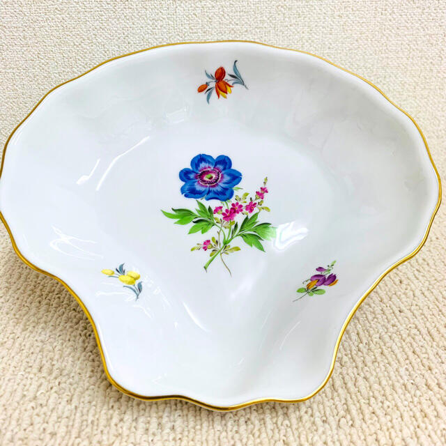 Meissen ＊ マイセン 花柄 貝型 双剣マーク トレイ プレート 小皿 - 食器