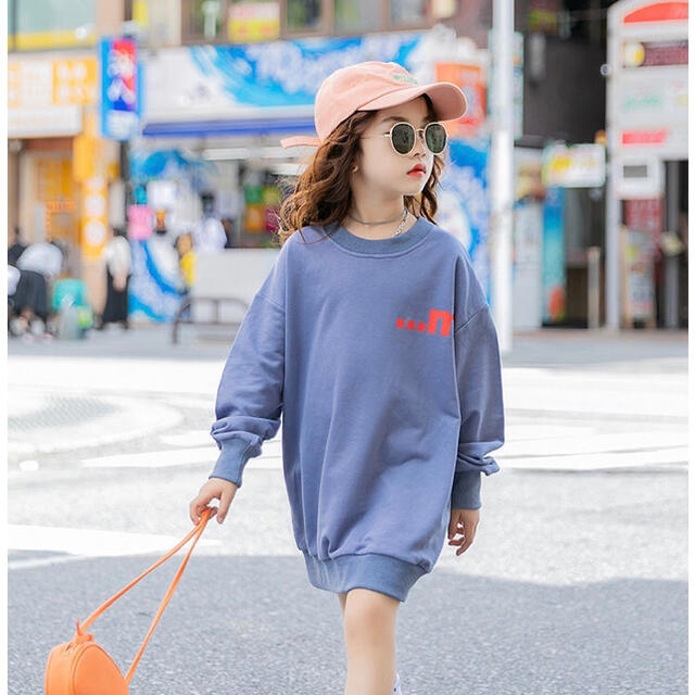 KWEA127キッズ 子供服 ワンピース トレーナー 女の子 春秋 ゆったり キッズ/ベビー/マタニティのキッズ服女の子用(90cm~)(ワンピース)の商品写真