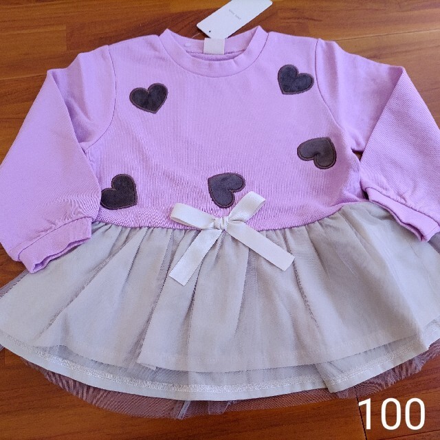 petit main(プティマイン)の100 プティマイン チュール付きトレーナー キッズ/ベビー/マタニティのキッズ服女の子用(90cm~)(Tシャツ/カットソー)の商品写真