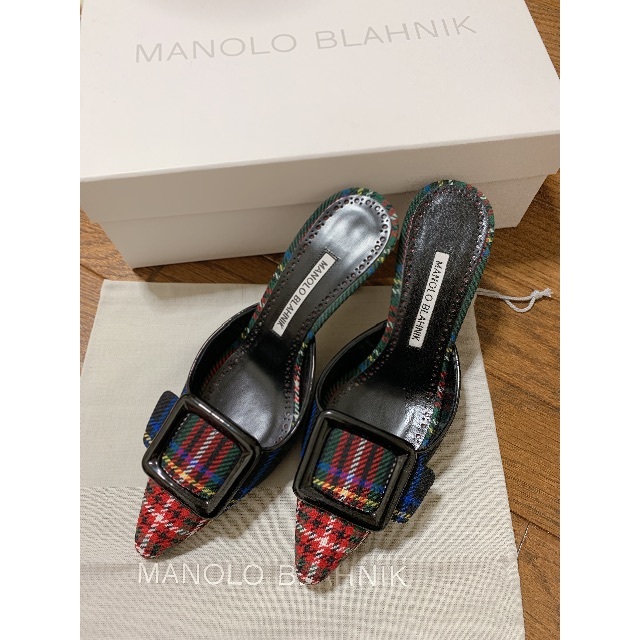 MANOLO BLAHNIK(マノロブラニク)のマノロブラニク　ミュール　パンプス　チェック　36 ピッピシック レディースの靴/シューズ(ハイヒール/パンプス)の商品写真