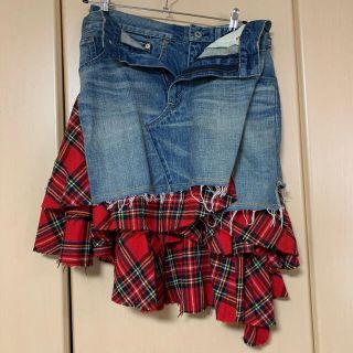 ジュンヤワタナベコムデギャルソン(JUNYA WATANABE COMME des GARCONS)のJUNYA WATANABE コムデギャルソン　チェック×デニムスカート(ひざ丈スカート)