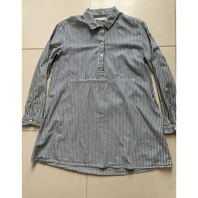 ZARA(ザラ)のZARA  ガールズ　ストライプロングシャツ　サイズ11/12 152cm キッズ/ベビー/マタニティのキッズ服女の子用(90cm~)(ブラウス)の商品写真