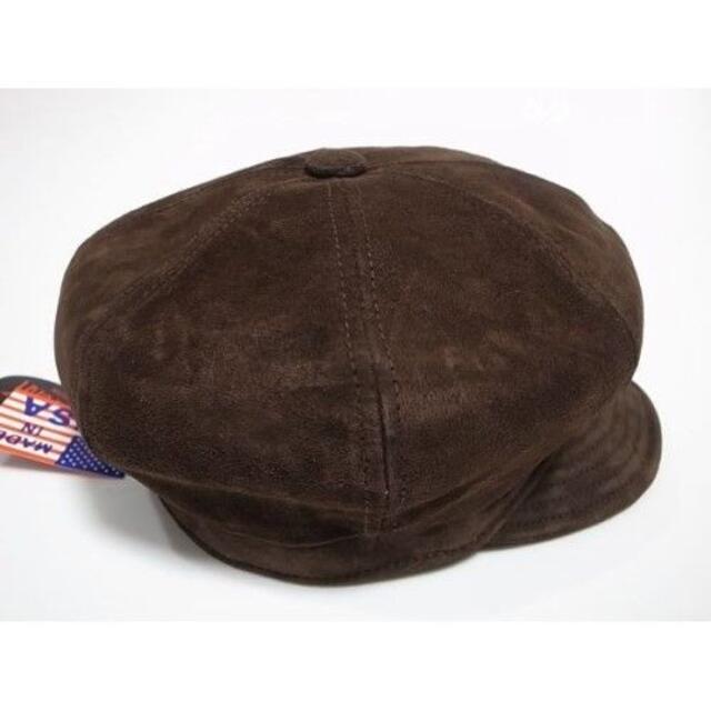 ニューヨークハットUSA製Suede Spitfireスエード革製 茶 XL新品