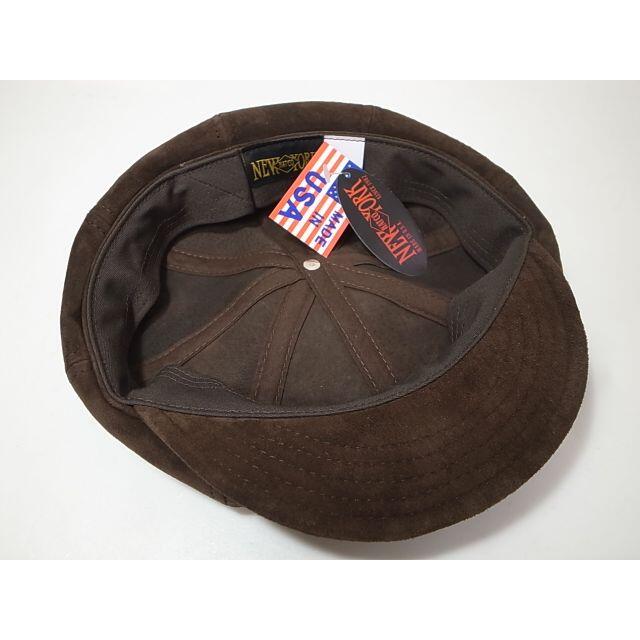 ニューヨークハットUSA製Suede Spitfireスエード革製 茶 XL新品