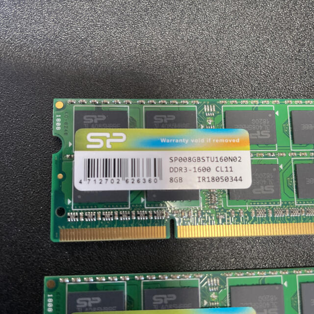 8GB×2枚 計16GB DDR3 1600MHz ノートPC用 増設メモリ 1