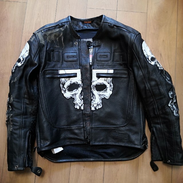 新発売の icon skull jacket　アイコンレザージャケット　スカル　 sサイズ レザージャケット